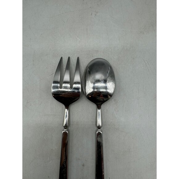 Vintage serving Fork & Spoon Set elegant  9" pewter ? READ - Picture 6 of 8